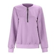 thumbnail image 4 of Fiaer Quarter Zip Women Sweatshirts Crew Neck Plus Size Long Sleeve Jacquard Pullovers Baggy Casual Fashion Tops Light Purple L, 4 of 7