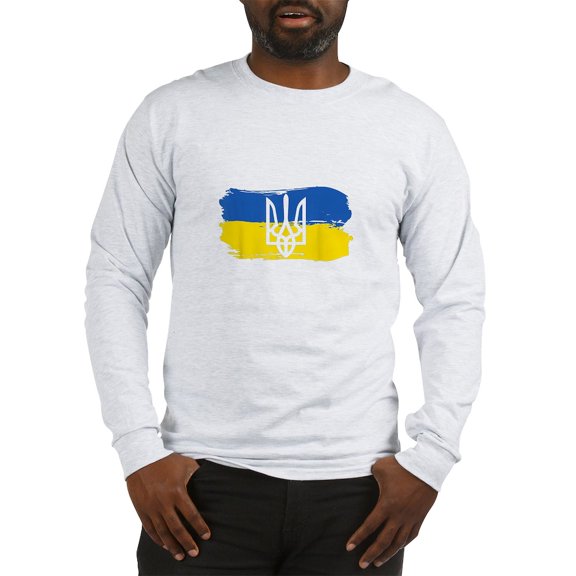 CafePress - I Stand With Ukraine Flag Embl Long Sleeve T Shirt - Unisex Cotton Long Sleeve T-Shirt