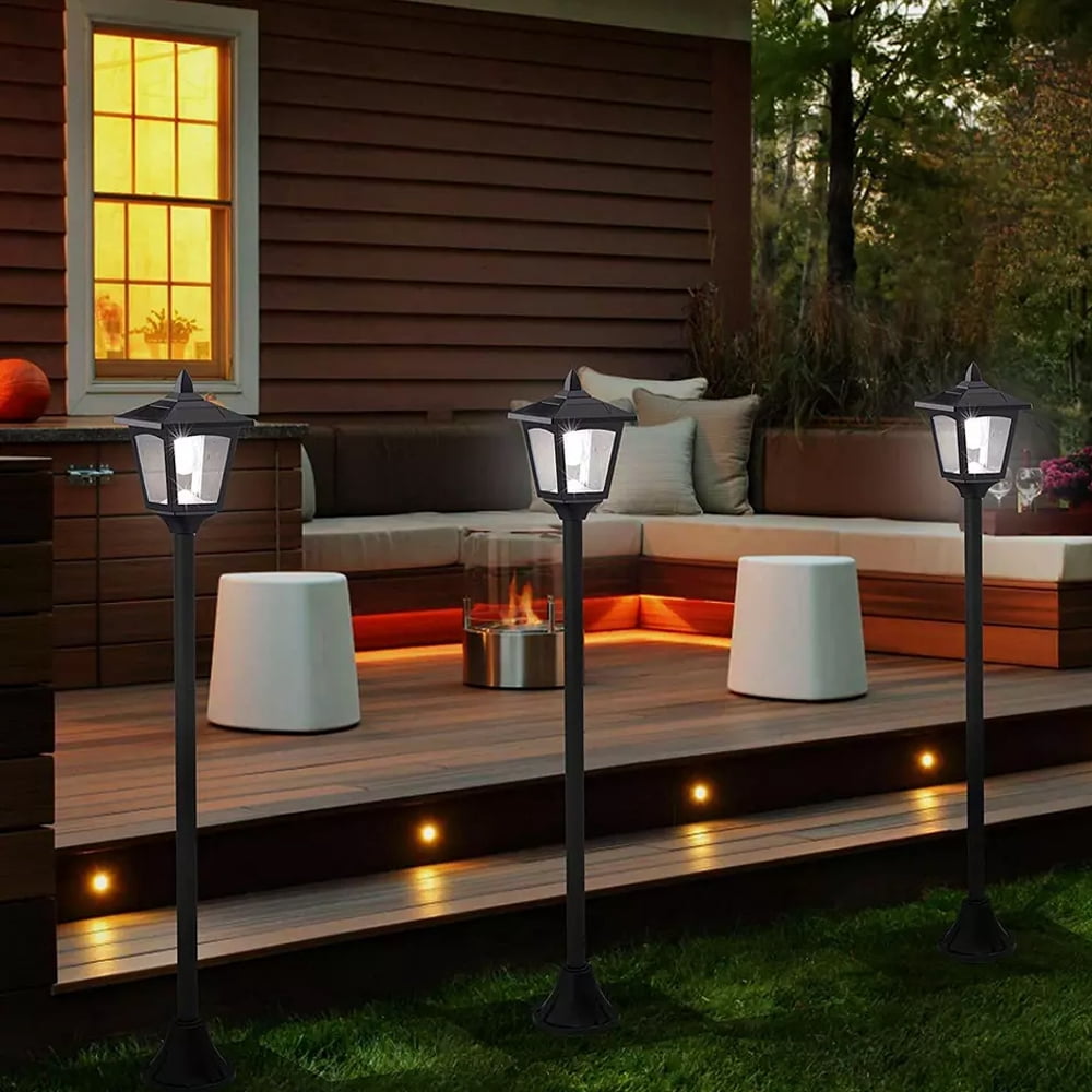 Kanstar Mini Solar Lamp Post Lights, Vintage Style, Outdoor, Dusk till Dawn, Warm White, pack of 2