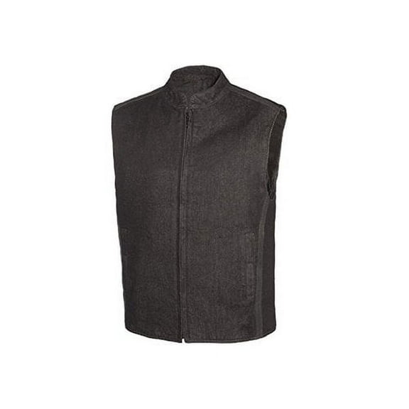 True Element Mens Scooter Collar Denim Club Style Vest with, Black, Size Large