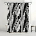 thumbnail image 5 of Black and White Shower Curtain for Bathroom Black and Gray Shower Curtain Fabric Modern Abstract Striped Minimalist Bath Curtains Waterproof Shower Curtains Set, Black Gray White, 72 x 72 Inch, 5 of 6