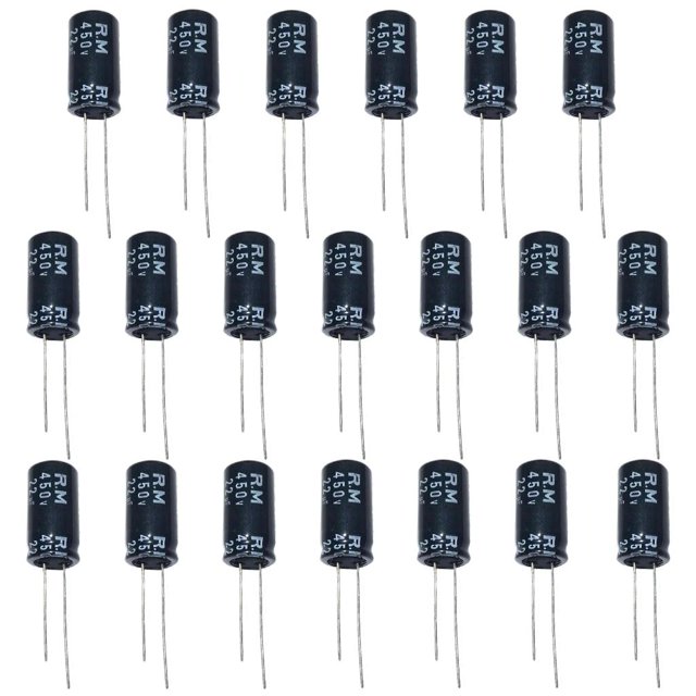 20x Condensador electrolítico de aluminio Condensadores s de caja de surtido Equipo de instalación 22 450V para amplificador de tubo CUTICAT Capacitor electrolítico