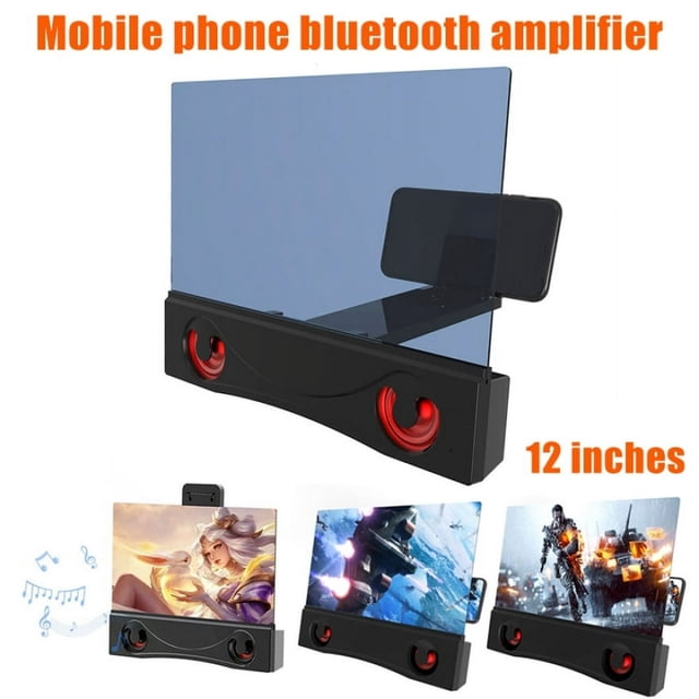 12in 3D Screen Amplifier Mobile Phone Screen Video Magnifier with Bluetooth Speaker New