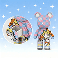 thumbnail image 3 of Pink & Blue Cat-Patterned Bear Building Blocks Set, Cute Bear Decor, Gift for Birthdays, Decorative Home Office Table Centerpiece Decor, 3 of 3