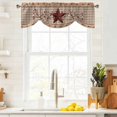 thumbnail image 4 of Tie Up Valances for Windows, Texas Star Vintage Adjustable Valance Curtains Window Treatment for Living Room/Bedroom, Brown Checkered Berry Farmhouse Rod Pocket Kitchen Curtains & Drapes 42x12 Inch, 4 of 9