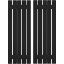 Ekena Millwork 19 1/2"W x 77"H Americraft Five Board (2 Batten) Exterior Real Wood Spaced Board-n-Batten Shutters (Per Pair), Black