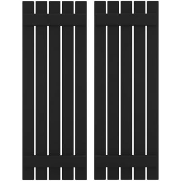 Ekena Millwork 19 1/2"W x 38"H Americraft Five Board (2 Batten) Exterior Real Wood Spaced Board-n-Batten Shutters (Per Pair), Black