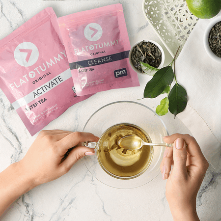 Flat Tummy 2-Step Detox Tea, 2 Week Program (20 Servings) – Detox Tea to Boost Energy, Speed Metabolism, Reduce Bloating - All Natural Detox Tea Cleanse w/ Green Tea, Dandelion, Fennel, & More