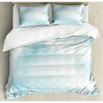 thumbnail image 1 of Pale Blue Duvet Cover Set King Size, Smooth Pastel Tones Wavy Abstract Bend Fly Floating Silky Look Techno Illustration, Decorative 3 Piece Bedding Set with 2 Pillow Shams, Pale Blue, by Ambesonne, 1 of 3