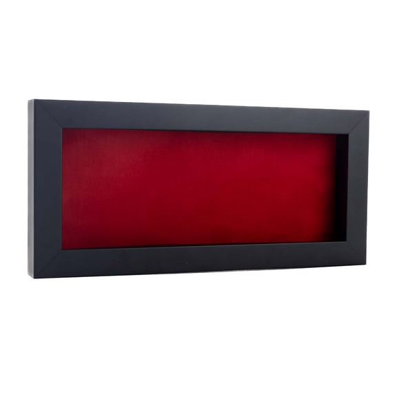 10x20 Shadow Box Frame Black Wood | With a 3/4" Usable Display Depth | Includes a Red Real Suede