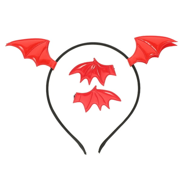 1 juego de diademas de murciélago, accesorio para Halloween, diademas con alas de murciélago con clips