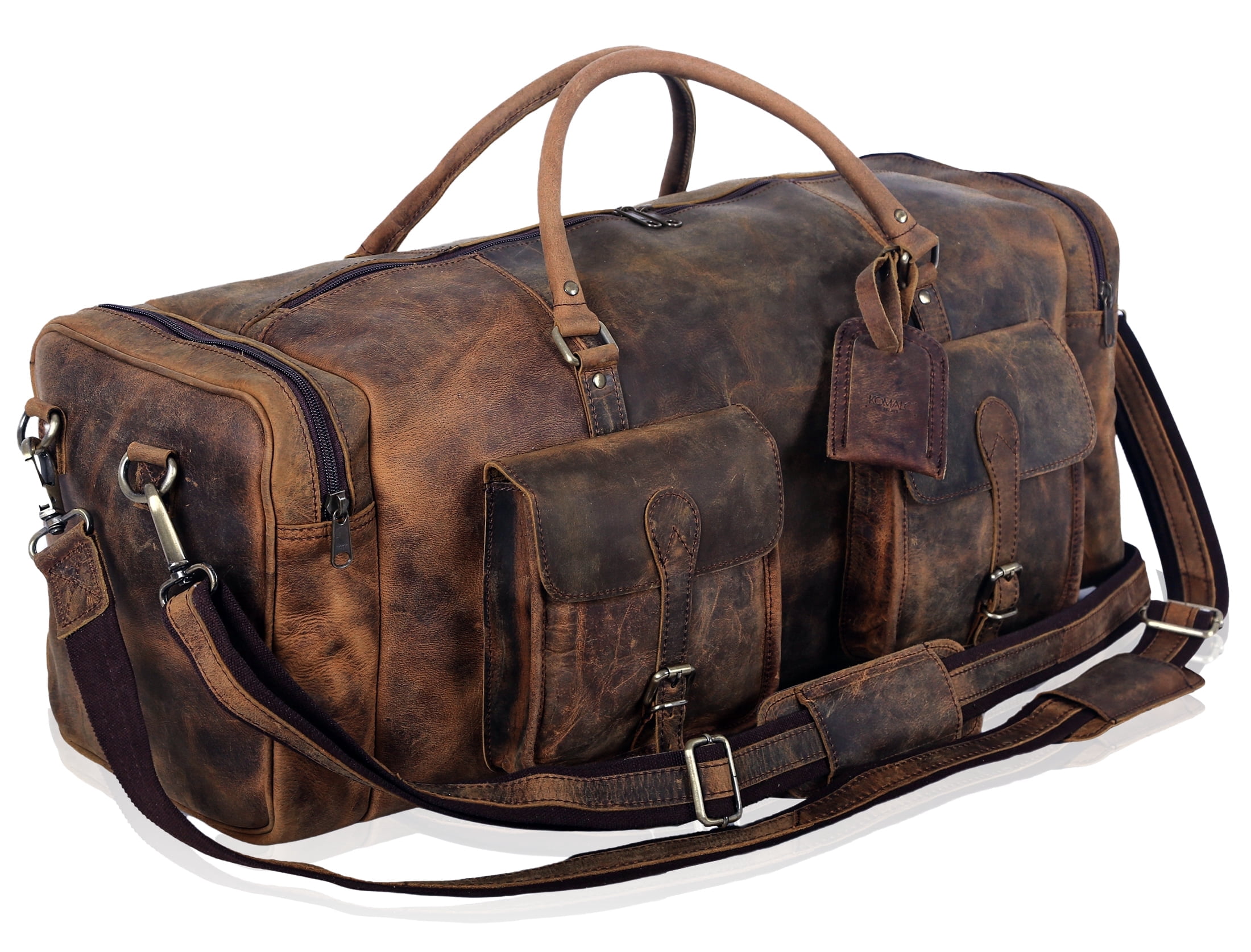 Komal's Passion Leather, Leather Travel Bag, 24 inches, Beige