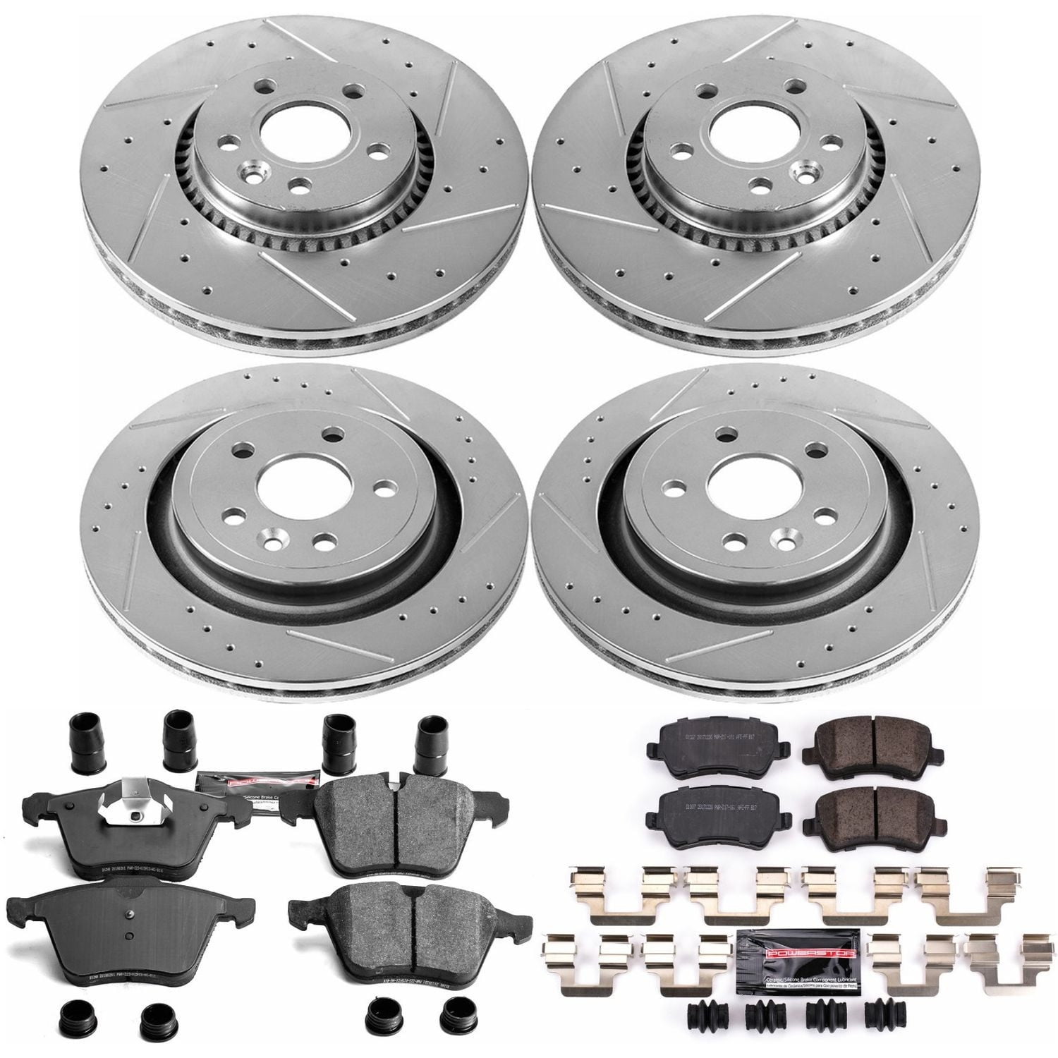 PowerStop Front and Rear Z23 Evolution Sport Carbon-Fiber Ceramic Brake Pad and Drilled & Slotted Rotor Kit Fits: VOLVO Select Models K5614