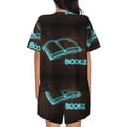 thumbnail image 6 of Fuzoiu Neon Sign For Books Print Women's Short-Sleeved Pajama Set,Lounge Sleepwear Set,Womens Pajama Sets 2 Piece,Button-Up Top and Shorts with Pockets-Large, 6 of 7
