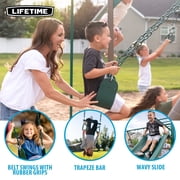 Lifetime Kid's Monkey Bar Adventure Metal Swing Set with Slide, Belt Swings and Trapeze Bar (91028)