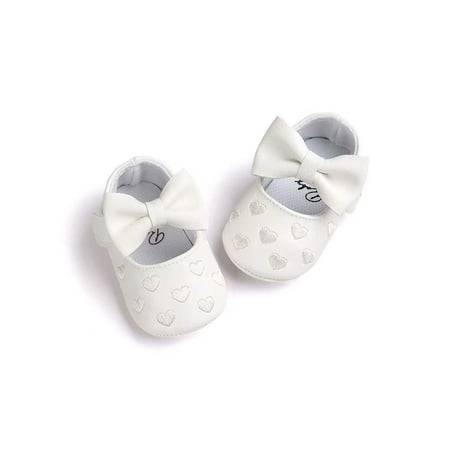 

SIMANLAN Baby Girls Flats Prewalker Dress Shoes Bowknot Mary Jane Wedding Breathable Princess Shoe Party First Walker White 6C