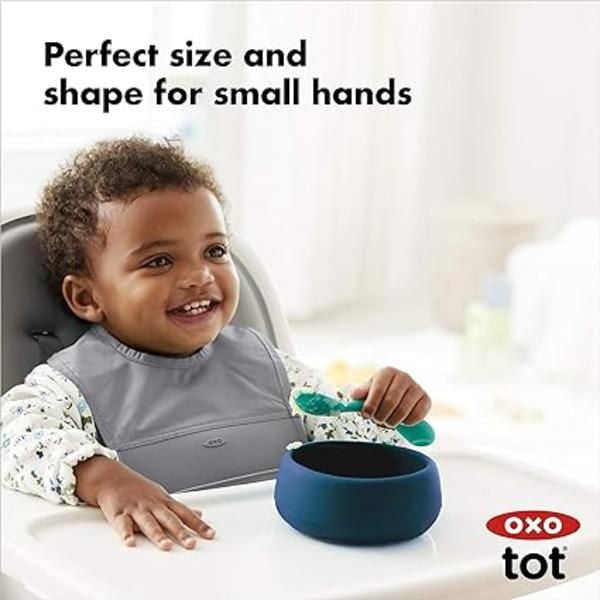 OXO Tot - Bol en Silicone - Silicone Alimentaire - Flexible - Parfait pour les Tout-Petits Apprenant à Se Nourrir - Sans BPA - Bleu Marine