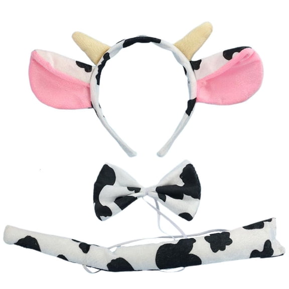 Giaone 3 Pcs/set Cow Headwear Set Kids Girls Boys Headbands Bow Tie fo