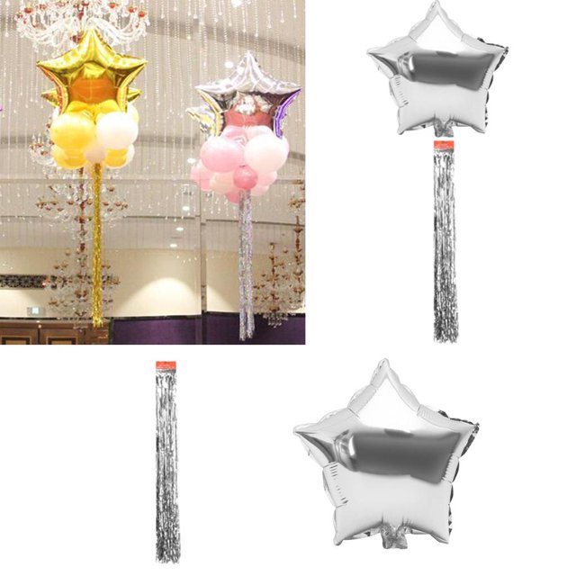 Piezas de globo de papel de aluminio estrellas con cortina de papel de oropel metálico Conjunto Shower Party Photo Prop Soledad none