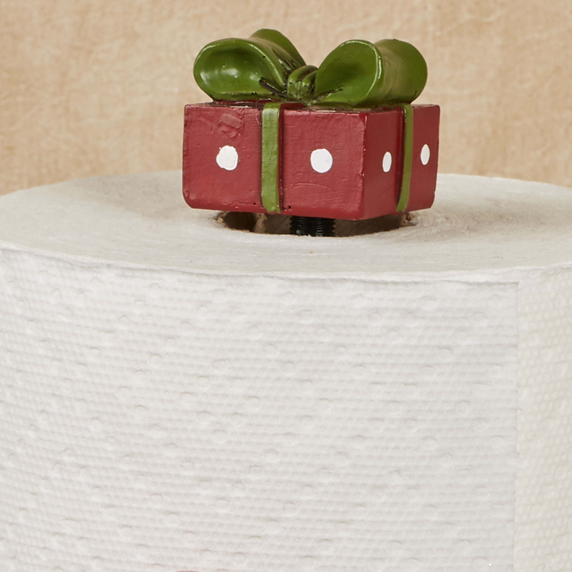 Santa Claus Down the Chimney Paper Towel Holder Holiday Red - 13 Inches High 7"Wx8"Dx13.5"H