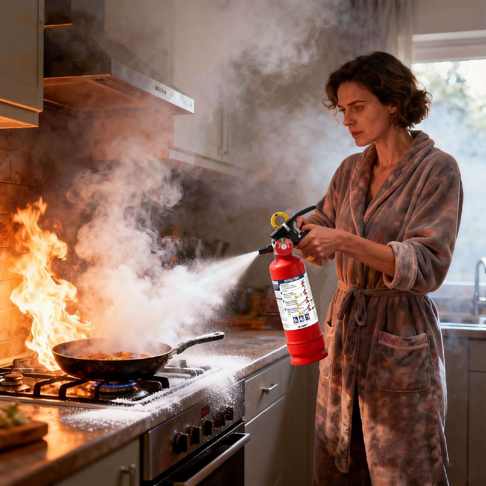 Ougist ABC Dry Chemical Fire Extinguisher 2.5 lb, 1-A:10-B:c Rated with Wall Mount Bracket & Quick-Release Handle, Used for Kitchen Car Boat Vehicle