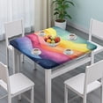 thumbnail image 3 of Colorful Tie Dye Mountain Pattern Square Fitted Tablecloth with Elastic Edge,Square Table Cover,Washable Elastic Table Cover for Home Kitchen Party Decor 36"x36", 3 of 6