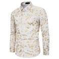 thumbnail image 3 of CNKOO Fashion Men Printing Blazer Slim Fit Long Sleeve Turn-down Collar Shirts, 3 of 6