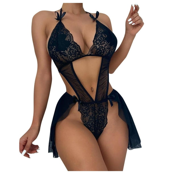 Gibobby Lenceria mujer sexy Lencería Sexy para Mujer Baby Doll Mujer Sexy Color Negro Mono Sensual y Elegante Fina Lenceria para Dama(Negro, XG)
