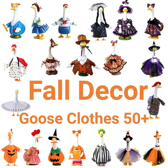 Ccwuwei Fall Decor Porch Goose 23 inch Clothes, Creatives Round Ruler Costumes Porch Goose Clothes, Cute Goose Costume Set for Lawns Classroom and Outdoor Garden Yard Decor