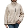 thumbnail image 3 of DYTTDG Women’s Fleece Zip-Up Jacket, Stand Collar Long Sleeve Sherpa Jacket with Chest Zipper Pocket & Front Patch Pockets, Casual Outerwear for Fall and Winter, 3 of 8