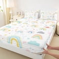 thumbnail image 3 of Manfei Kawaii Rainbow Twin Sheet Sets 3pcs for Boys Girls,Love Heart Stars Print Twin Fitted Sheet Microfiber,Cartoon Cute Breathable Flat Sheet,Super Cozy Room Decor, 3 of 7