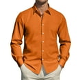 thumbnail image 4 of Resicozy Men's Long Sleeve Button Down Shirts Casual Fashion Dress Shirt Beach Wedding Solid Color Shirts Saffron 2XL, 4 of 6