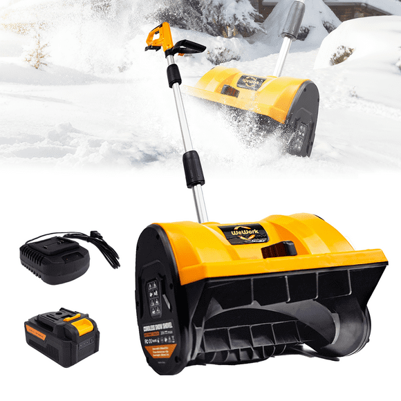 WEWORK 20V 12-Inch Cordless Snow Shovel Electric Snow Blower with Directional Plate and Adjustable Front Handle, 4.0Ah Battery Included 