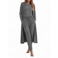 thumbnail image 2 of Weekease 3 Piece Sets for Women Crew Neck Tank Pockets Drawstring Pant Long Sleeve Cardigan Fall Pajamas Comfy Loungewear, 2 of 8