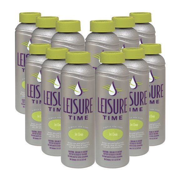 Leisure Time Jet Clean Jetted Hot Tub & Spa Cleaner 16 Oz Plumb Clear Water 12pk