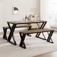 thumbnail image 2 of Dining mesa bench set para 4, kitchen mesa con 2 benches, rectangular dining room mesa set, sturdy metal frame, space-saving para kitchen, dining room, apartment - vintage brown, 2 of 7