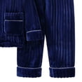 thumbnail image 3 of YUANxueke Boys Fall Winter Lapel Button Up Flannel Home Outfit Set, Long Sleeve Jacket & Pants, 2-Piece Loungewear, 3 of 4