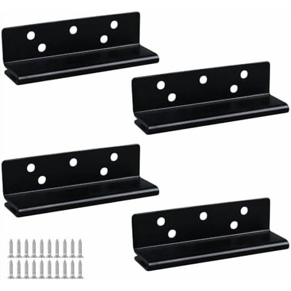 Bed Frame Hardware 4PCS Bed Post Double Hook Slot Brackets Heavy Duty Metal Bed Attachment Brackets Hardware for Wooden with Screws