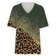thumbnail image 5 of ICHUANYI Clearance Women Fashion Summer Sexy Fold Printed Regular Women Short Sleeves V Neck Button Top(Army Green, L) ICHUANYI WER2023081113630, 5 of 5