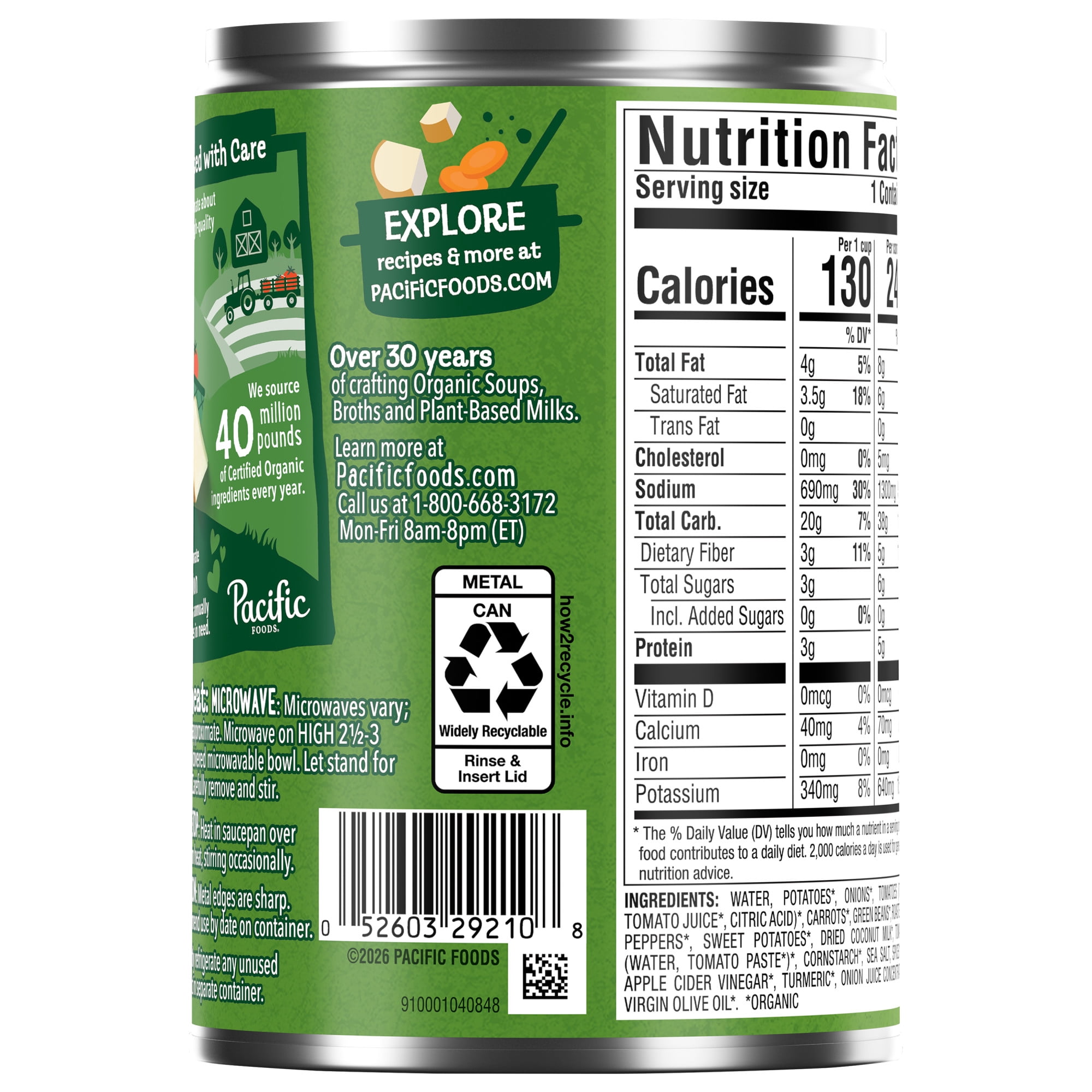 (12 pack) Pacific Foods Organic Curry Potato and Vegetable Soup, 16.3 oz Can