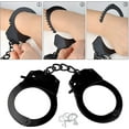 thumbnail image 4 of Paquete de 3 esposas de metal con llaves para policía, esposas negras, vestido de fiesta, cosplay para niños, 4 of 5