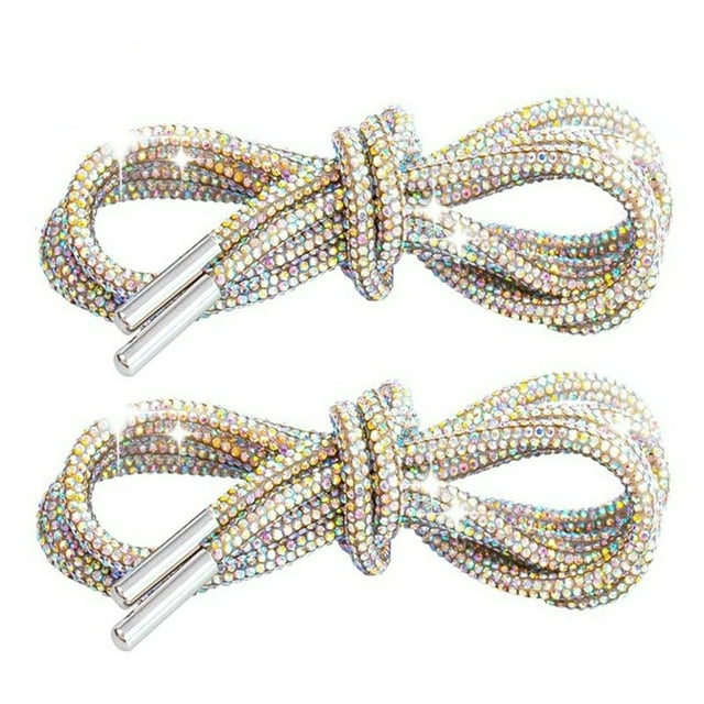 Tauxra Glitter Shoelaces Round Rope Style with Bling, Replacement Shoe Laces for Sneakers Hoodies Jackets Bags, Pack of 1 Pair Strong Elastic Drawstring Cords