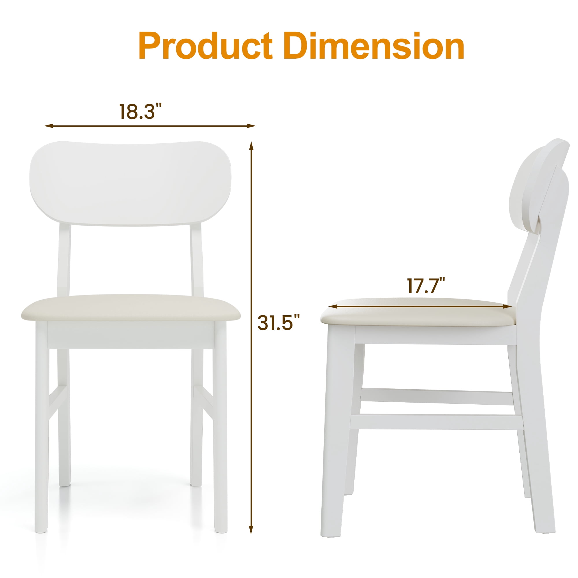 Farmhouse Dining Chairs Set of 2, Modern Faux Leather Upholstered Kitchen&Dining Room Chairs, Side Seating for Kitchen, Dining Room, Living Room, Home Office, Terrace, Courtyard