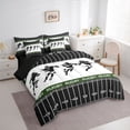 thumbnail image 2 of Castle Fairy Rugby Print Queen Bedding 7pcs, Sport Football Bedding Comforter Set Queen, Black White Green,Black Reversible, 2 of 7