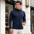 thumbnail image 3 of Youthup Men's Solid Color Fleece Hooded Jacket - Lightweight Wind-Resistant Zip Front Sports Outerwear for Fall, 3 of 12