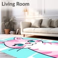 thumbnail image 2 of ODIKA 4'x6' Machine Washable Non-Slip Area Rug, Kawaii Kitty Portrait with Oversized Ears and Blushing Cheeks Design High Traffic Rug, Pink, 724439, 2 of 7