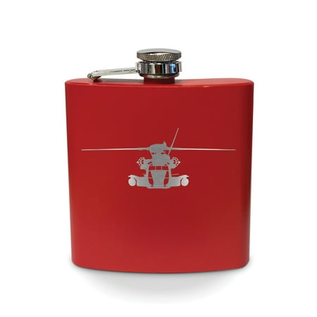 

CH-53 Super Stallion Flask 6 oz - Laser Engraved - Stainless Steel - Drinkware - Bachelor Bachelorette Party - Bridal Shower Gifts - Camping - Pocket Hip - ch53 helicopter - Red