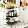 thumbnail image 2 of Costway 3-Tier Baker’s Rack with 10 Removable Hooks Lockable Casters for Coffee Restaurant, 2 of 10