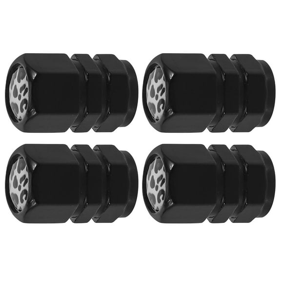 UNOMOR 4Set Car Valve Dust Cover Tyre Valve Caps Aluminum Alloy Black And White Leopard Pattern