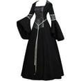 thumbnail image 2 of Women's Medieval Hooded Fancy Dress Renaissance Queen Witch Vampire Dress Victorian Long Dress, 2 of 5